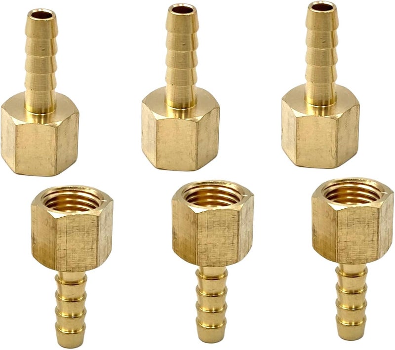 Bumugufu 6 Pcs Brass 1/4" NPT Female to 1/4" Barb Air Hose Fittings, 1/4" FNPT to Barb Fitting Adapter Connectors for Compressor, Fuel, Oil, Gas - Image 4
